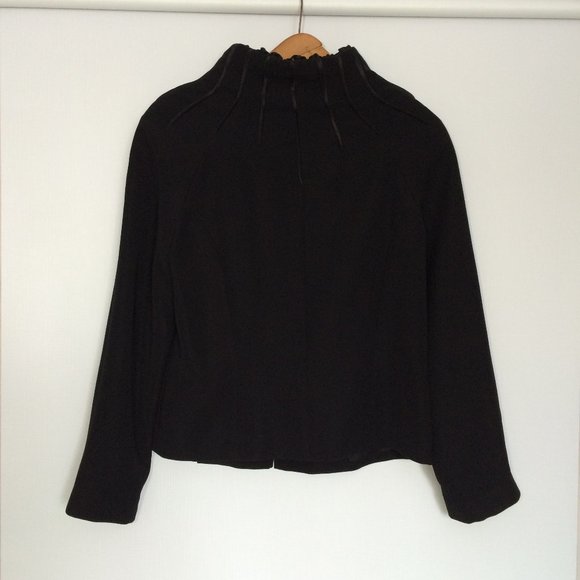 Joseph Ribkoff Womens Black Jacket Sz 8 Ruched Collar Full Zip Lined Polyester - Picture 2 of 11
